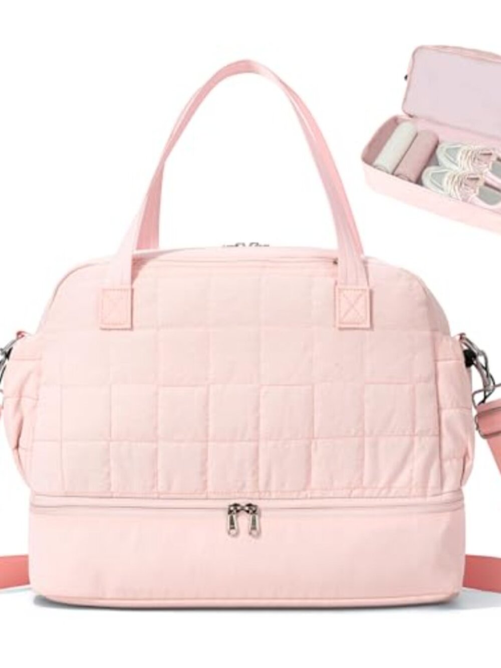 Quilted Travel Duffle Bag 30L Waterproof Shoe Compartment Weekender Overnight